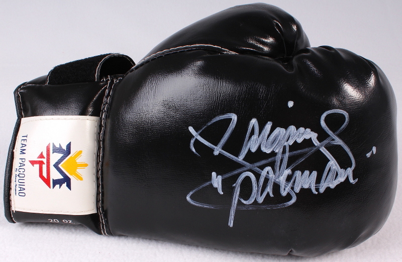 Manny Pacquiao Signed Boxing Glove Inscribed "Pacman" (Pacquiao COA) at PristineAuction.com Manny Pacquiao Signed Boxing Glove Inscribed "Pacman" (Pacquiao COA) at PristineAuction.com