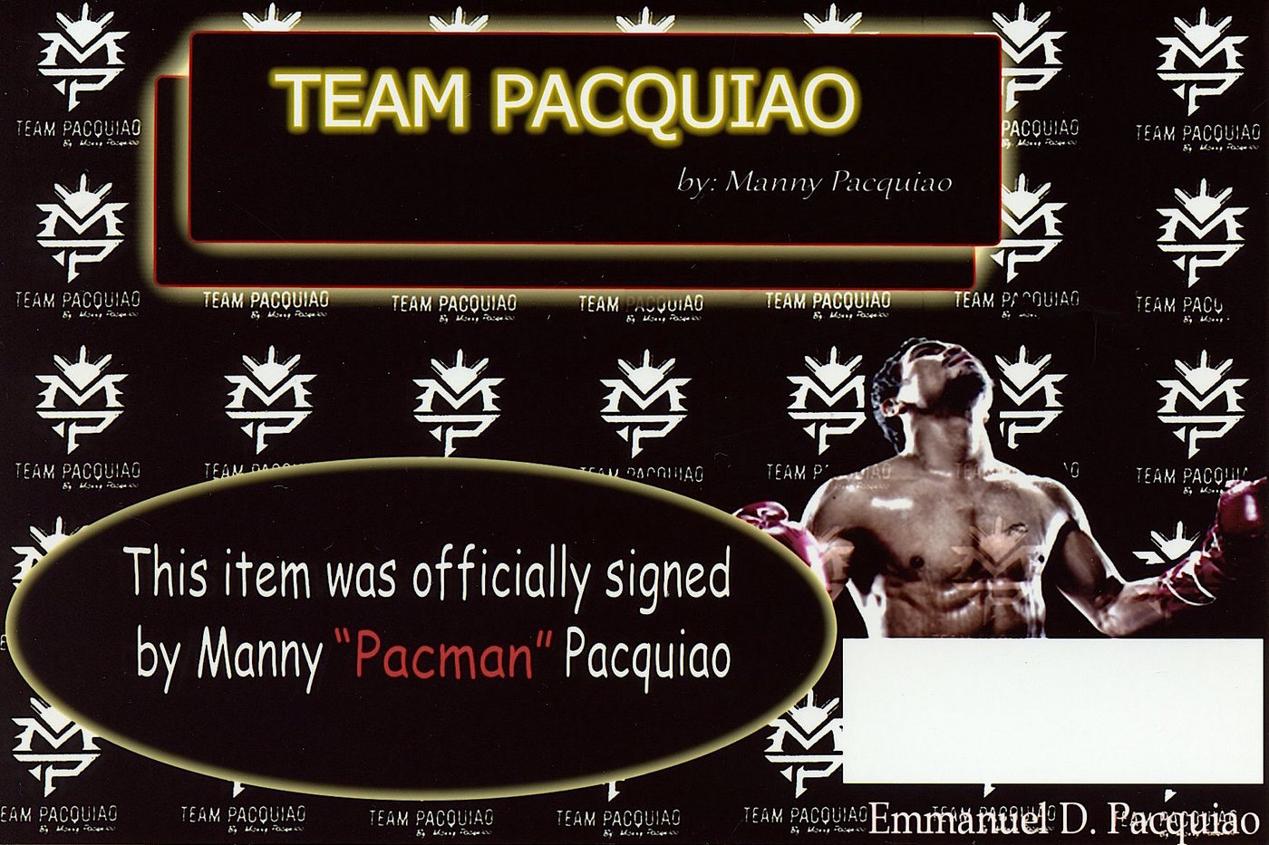 Manny Pacquiao Signed Boxing Glove Inscribed "Pacman" (Pacquiao COA) at PristineAuction.com Manny Pacquiao Signed Boxing Glove Inscribed "Pacman" (Pacquiao COA) at PristineAuction.com