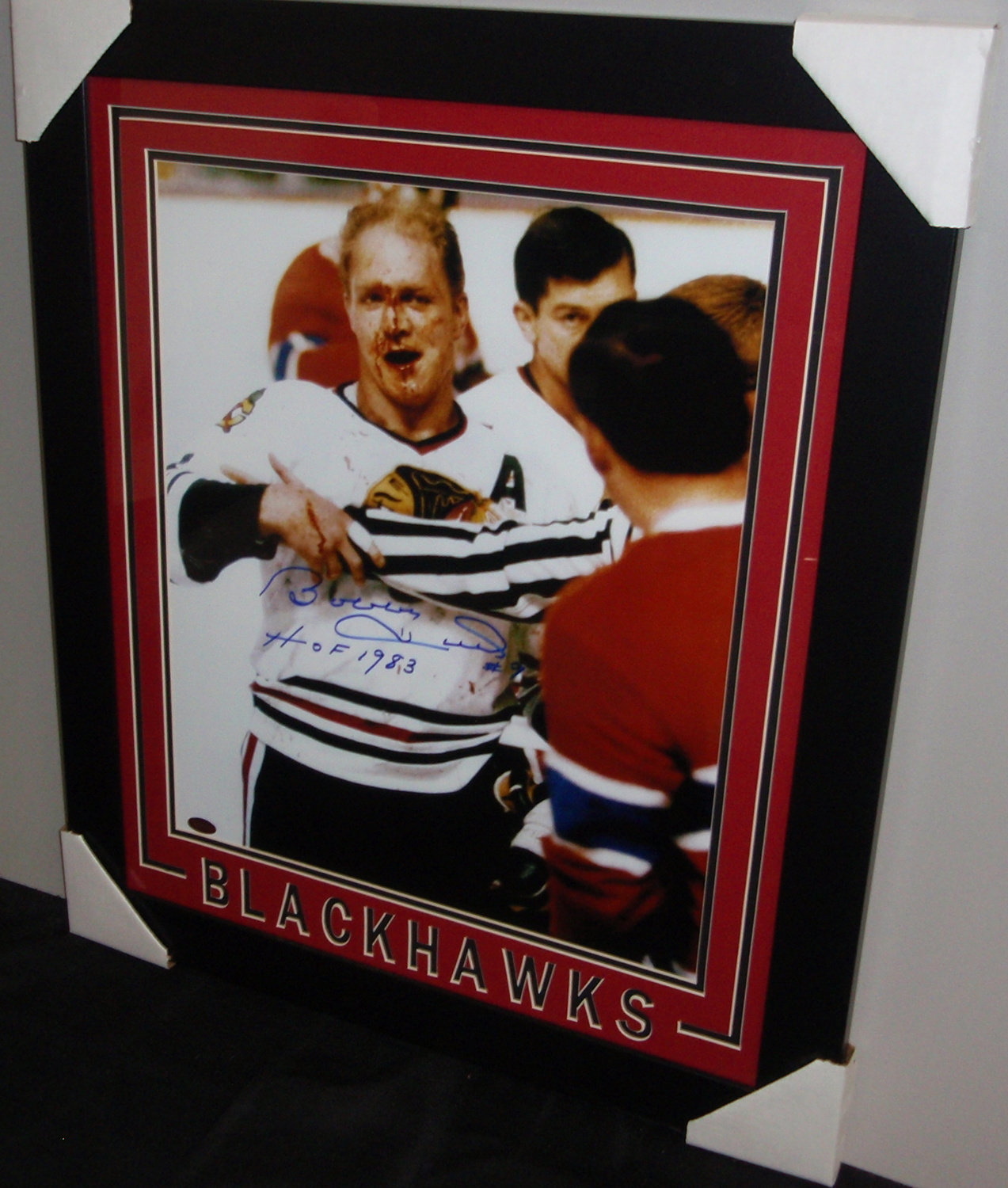 Bobby Hull Signed 23x27 Blackhawks Custom Framed Photo Display Inscribed "HOF 1983" (Wholesale Sports Daily COA) at PristineAuction.com Bobby Hull Signed 23x27 Blackhawks Custom Framed Photo Display Inscribed "HOF 1983" (Wholesale Sports Daily COA) at PristineAuction.com