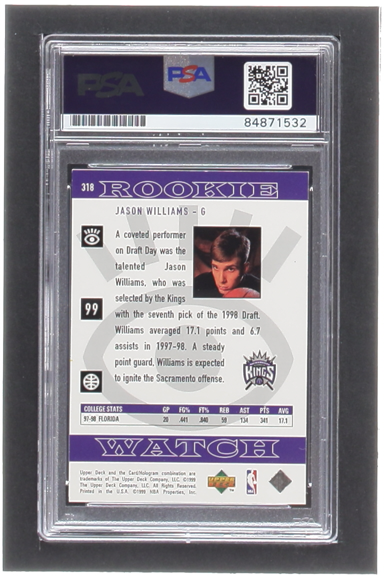 Jason Williams Signed 1998-99 Upper Deck #318 RC (PSA) at PristineAuction.com Jason Williams Signed 1998-99 Upper Deck #318 RC (PSA) at PristineAuction.com
