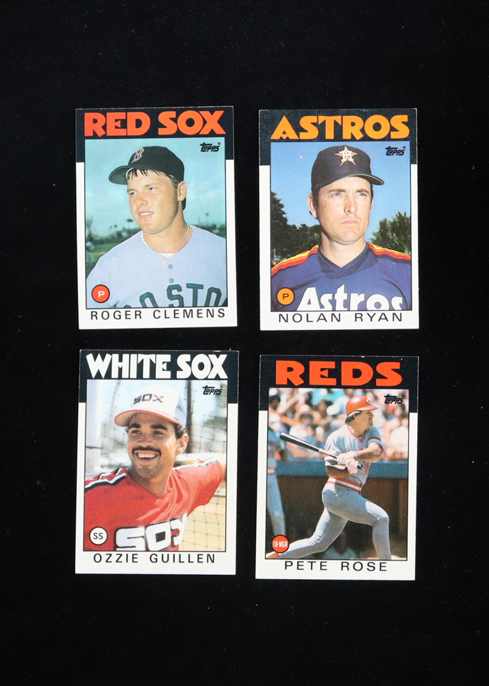 1986 Topps Baseball Complete Set of (792) Cards with Roger Clemens #661, Pete Rose #1, Nolan Ryan #100, Ozzie Guillen #254 RC at PristineAuction.com 1986 Topps Baseball Complete Set of (792) Cards with Roger Clemens #661, Pete Rose #1, Nolan Ryan #100, Ozzie Guillen #254 RC at PristineAuction.com