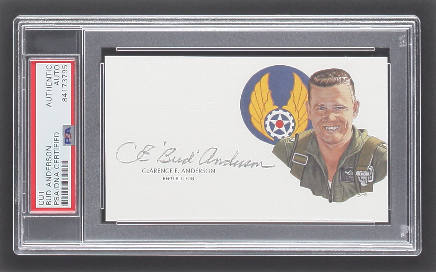 Bud Anderson Signed 3x5 Cut (PSA) at PristineAuction.com Bud Anderson Signed 3x5 Cut (PSA) at PristineAuction.com