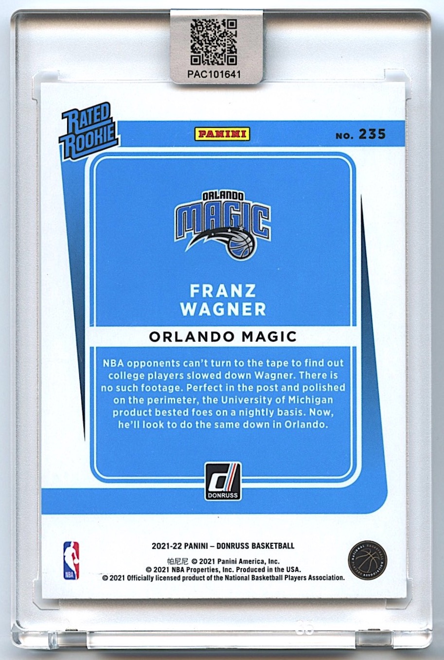 Franz Wagner Signed 2021-22 Hoops #235 RC (PA Encapsulated) at PristineAuction.com Franz Wagner Signed 2021-22 Hoops #235 RC (PA Encapsulated) at PristineAuction.com