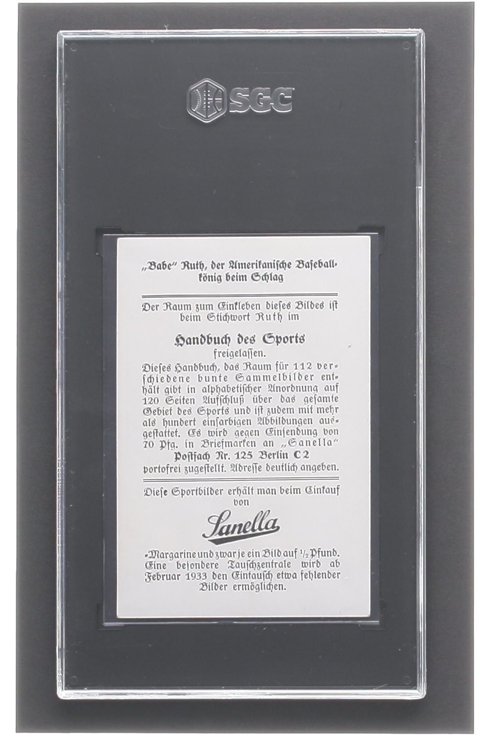 Babe Ruth 1932 Sanella Margarine #83B Type 2 / Sanella at Bottom (SGC 2.5) at PristineAuction.com Babe Ruth 1932 Sanella Margarine #83B Type 2 / Sanella at Bottom (SGC 2.5) at PristineAuction.com