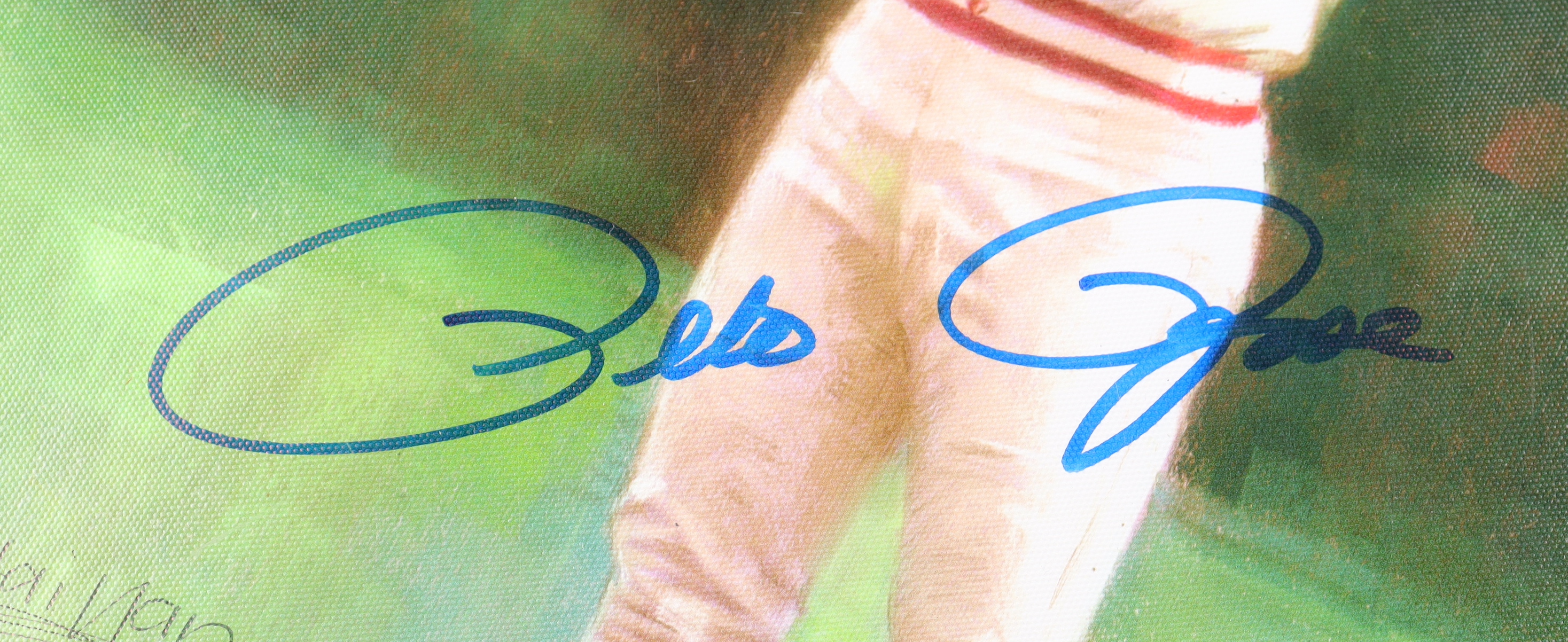 Pete Rose & Wang Haiyan Signed LE Reds Giclee on Canvas (PSA) at PristineAuction.com Pete Rose & Wang Haiyan Signed LE Reds Giclee on Canvas (PSA) at PristineAuction.com