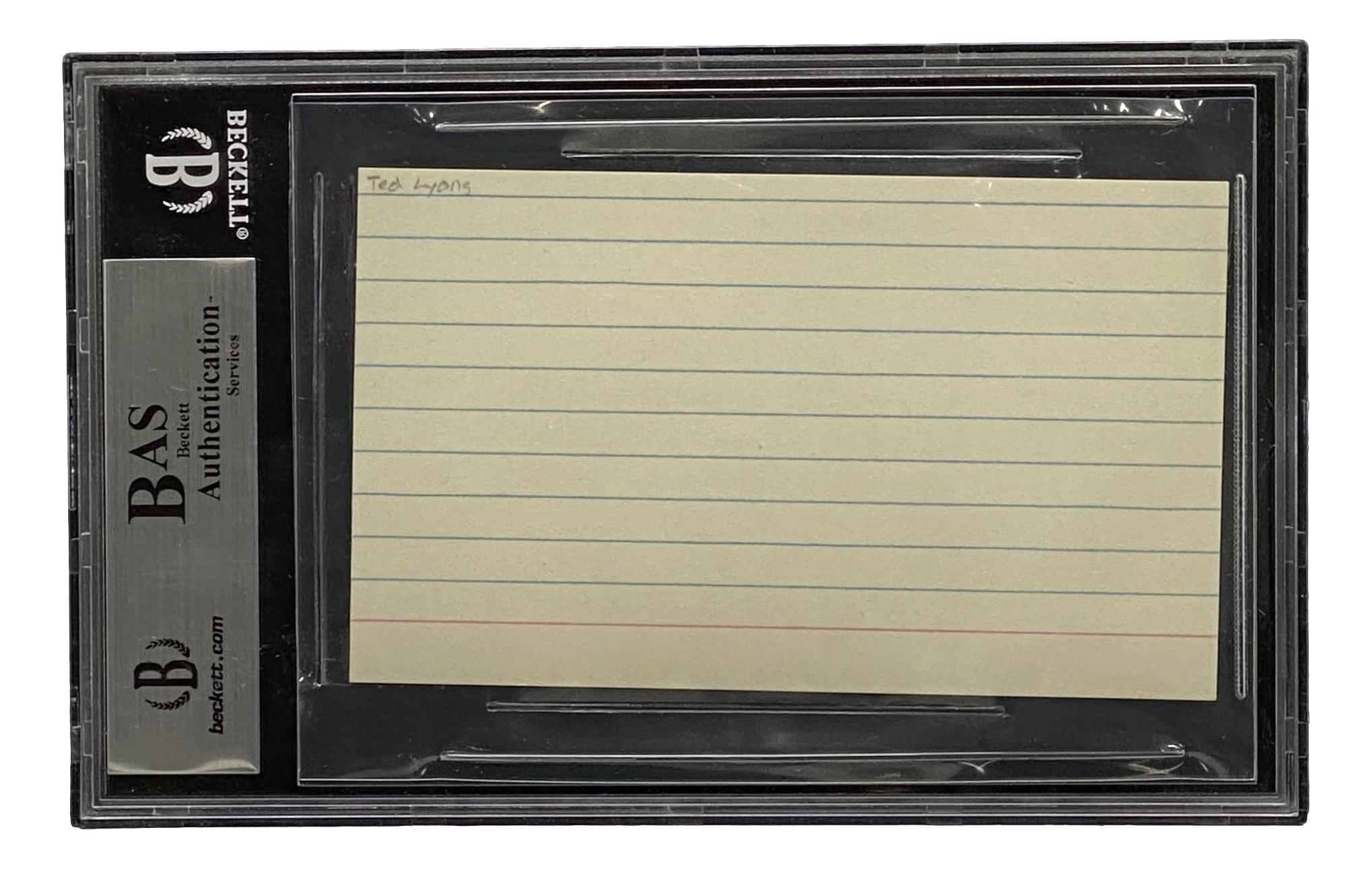 Ted Lyons Signed 3x5 Index Card (BAS Encapsulated) at PristineAuction.com Ted Lyons Signed 3x5 Index Card (BAS Encapsulated) at PristineAuction.com