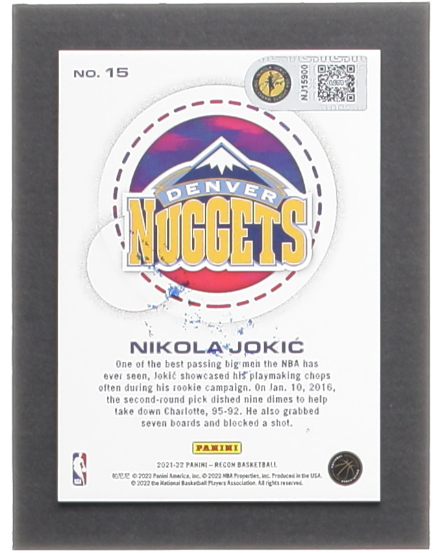 Nikola Jokic Signed 2021-22 Panini Recon Rookie Review #15 (Jokic) at PristineAuction.com Nikola Jokic Signed 2021-22 Panini Recon Rookie Review #15 (Jokic) at PristineAuction.com