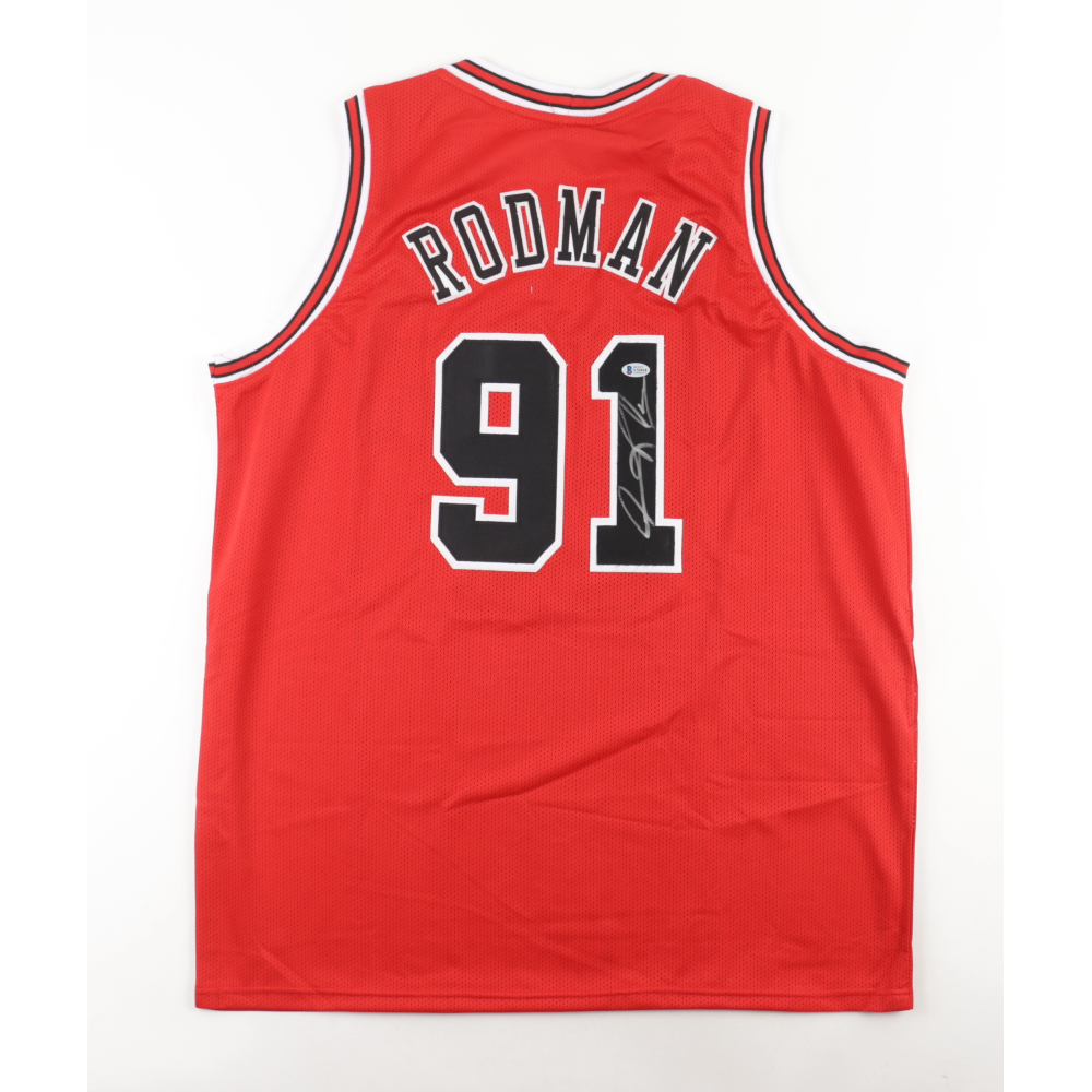 Maillot De Basket Chicago Bulls Dennis Rodman - Autographié Beckett - Taille XL