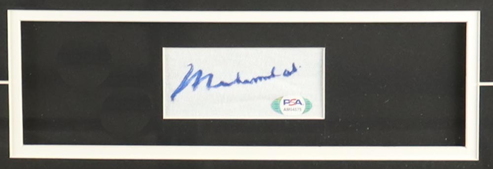 Muhammad Ali Signed Custom Framed Cut Display with Boxing Robe (PSA) at PristineAuction.com Muhammad Ali Signed Custom Framed Cut Display with Boxing Robe (PSA) at PristineAuction.com