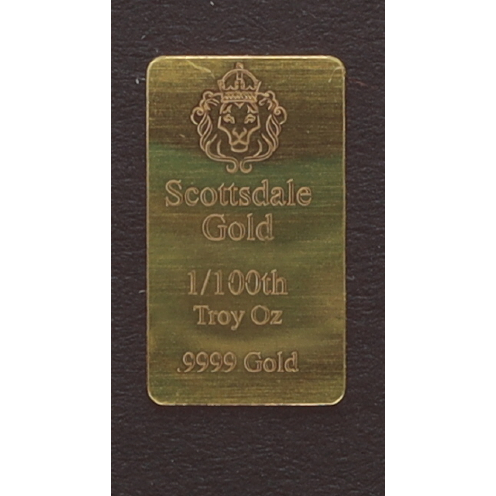 Scottsdale Gold 1/100 Troy Oz .9999 Fine Gold Bullion Bar Pristine