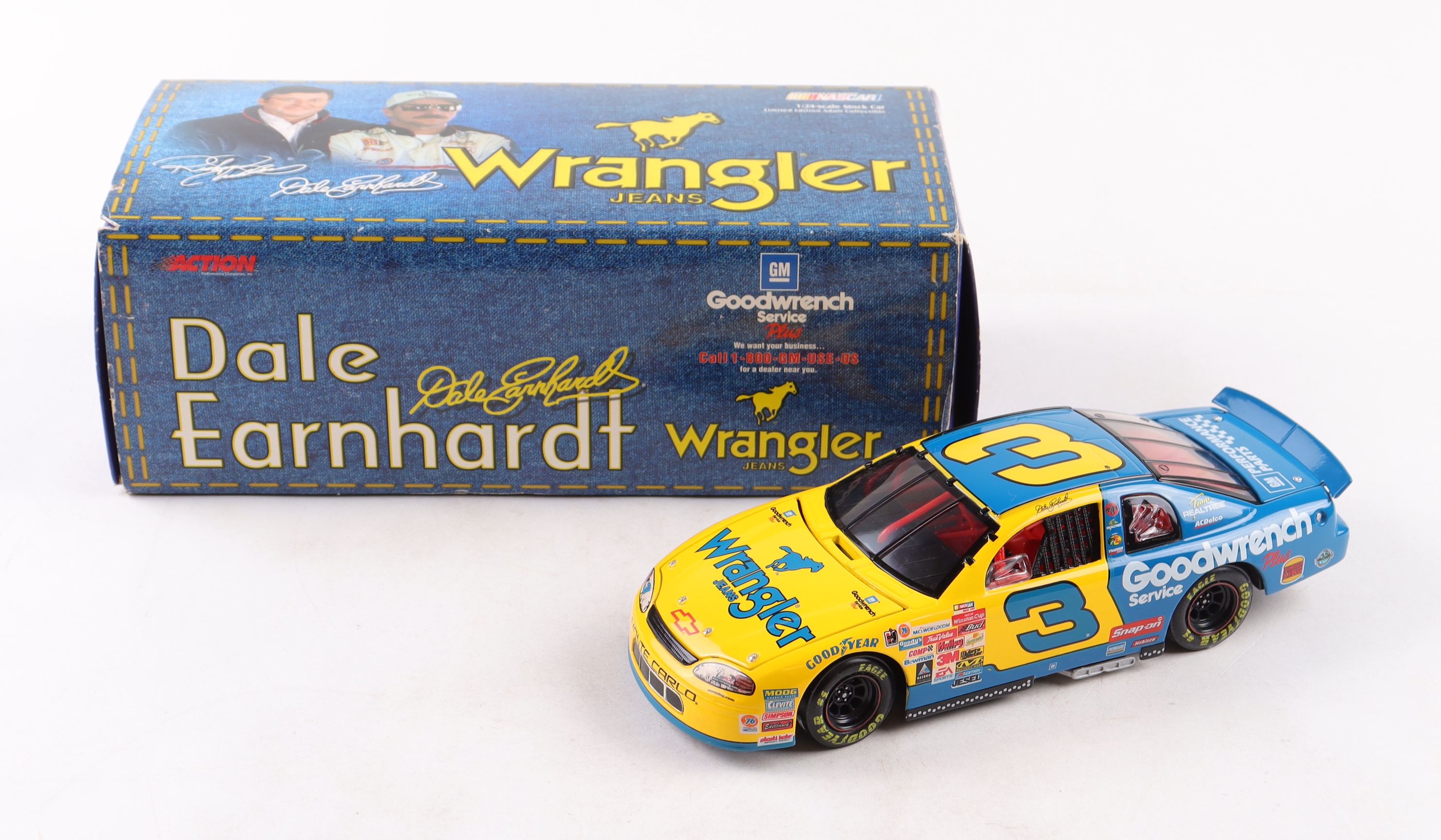 Dale Earnhardt Sr. LE NASCAR #3 GM Goodwrench Service Plus | Wrangler Jeans 1999 Monte Carlo - 1:24 Diecast Car at PristineAuction.com Dale Earnhardt Sr. LE NASCAR #3 GM Goodwrench Service Plus | Wrangler Jeans 1999 Monte Carlo - 1:24 Diecast Car at PristineAuction.com