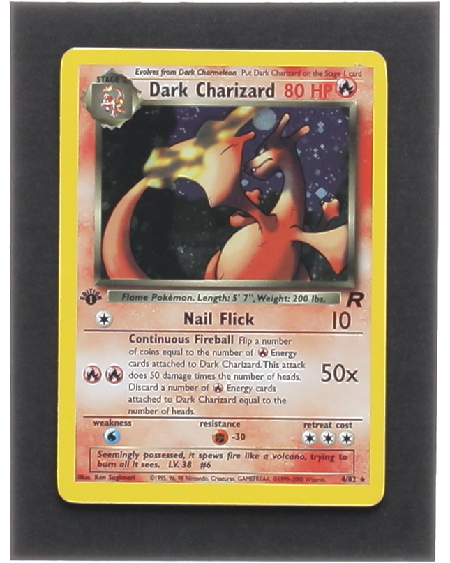 Dark Charizard 2000 Pokemon Team Rocket 1st Edition #4 Holo at PristineAuction.com Dark Charizard 2000 Pokemon Team Rocket 1st Edition #4 Holo at PristineAuction.com