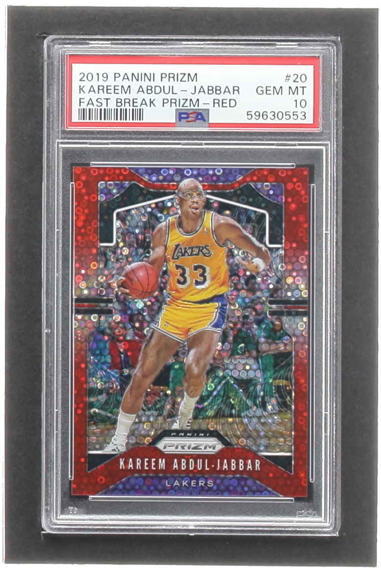 Kareem Abdul-Jabbar 2019-20 Panini Prizm Prizms Fast Break Red #20 #116/125 (PSA 10) at PristineAuction.com Kareem Abdul-Jabbar 2019-20 Panini Prizm Prizms Fast Break Red #20 #116/125 (PSA 10) at PristineAuction.com