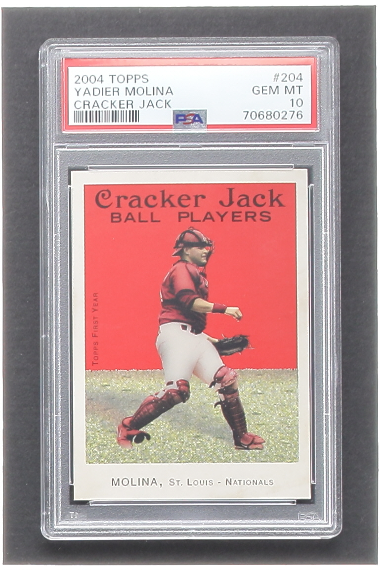 Yadier Molina 2004 Topps Cracker Jack #204 RC (PSA 10) at PristineAuction.com Yadier Molina 2004 Topps Cracker Jack #204 RC (PSA 10) at PristineAuction.com