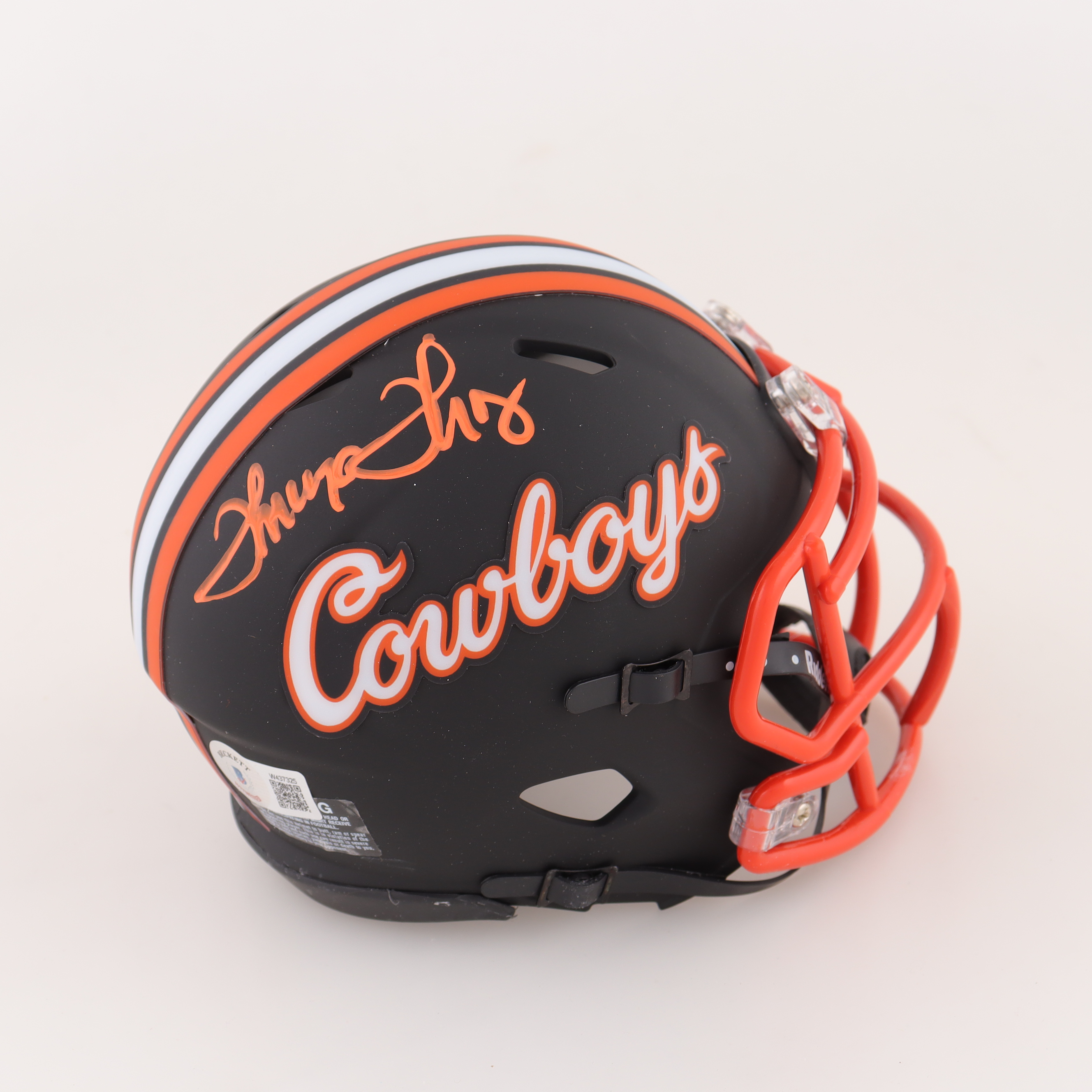 Thurman Thomas Signed Oklahoma State Cowboys Speed Mini Helmet (Beckett) at PristineAuction.com Thurman Thomas Signed Oklahoma State Cowboys Speed Mini Helmet (Beckett) at PristineAuction.com