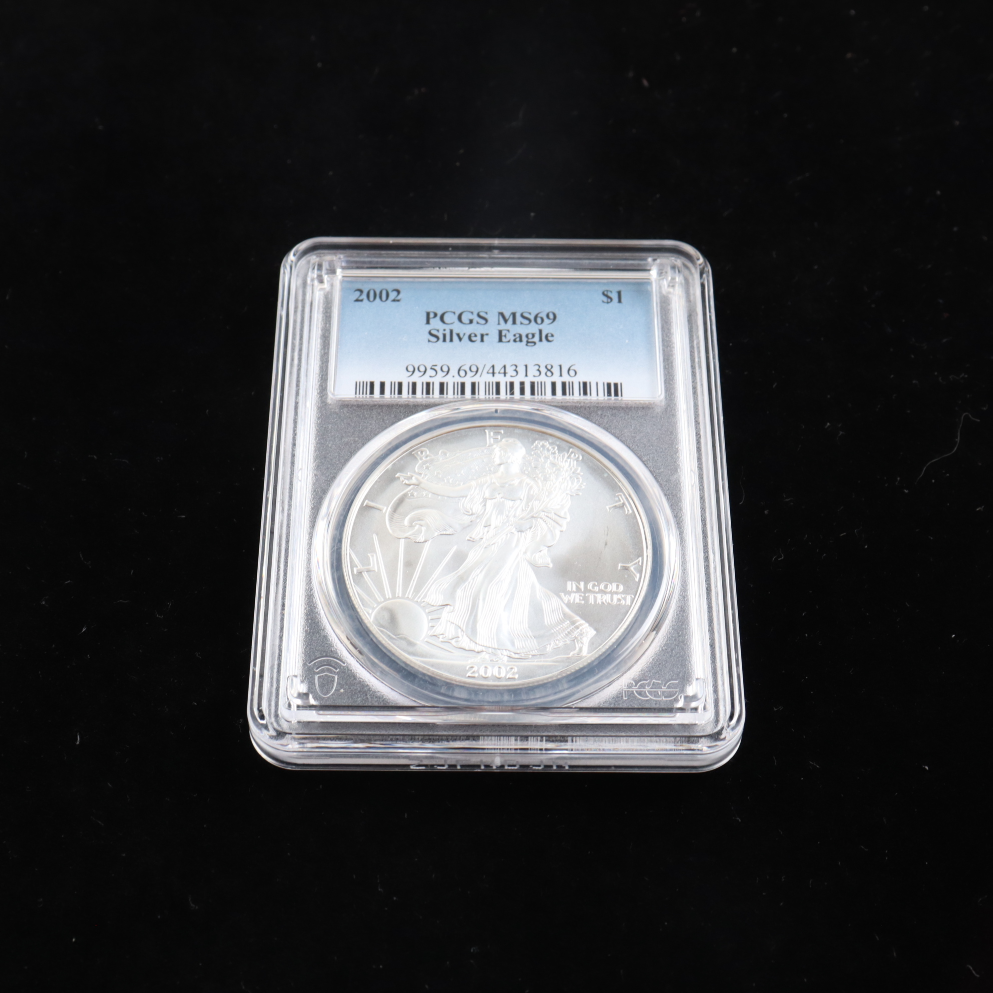 2002 American Silver Eagle $1 One Dollar Coin (PCGS MS69) at PristineAuction.com 2002 American Silver Eagle $1 One Dollar Coin (PCGS MS69) at PristineAuction.com