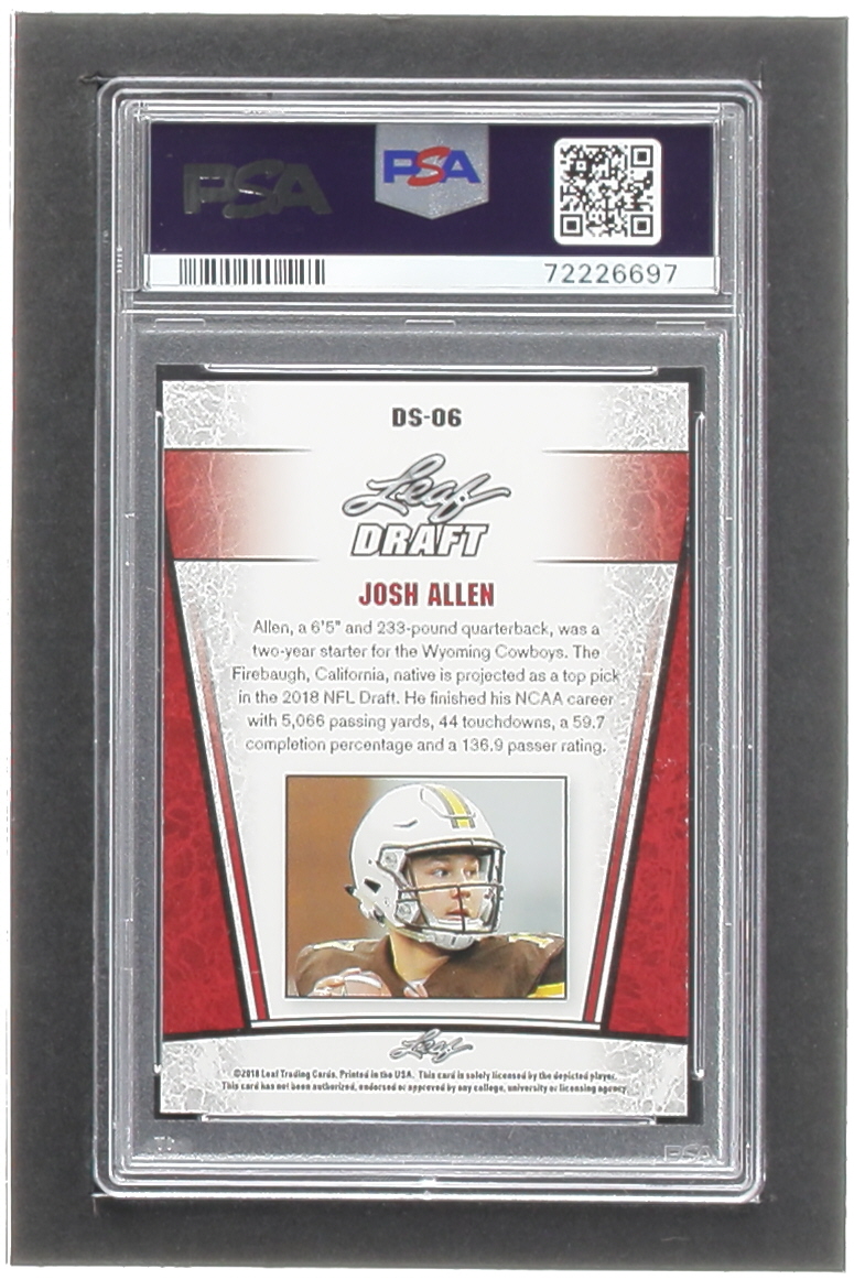 Josh Allen 2018 Leaf Special Release Draft Silver #DS06 RC (PSA 10) at PristineAuction.com Josh Allen 2018 Leaf Special Release Draft Silver #DS06 RC (PSA 10) at PristineAuction.com