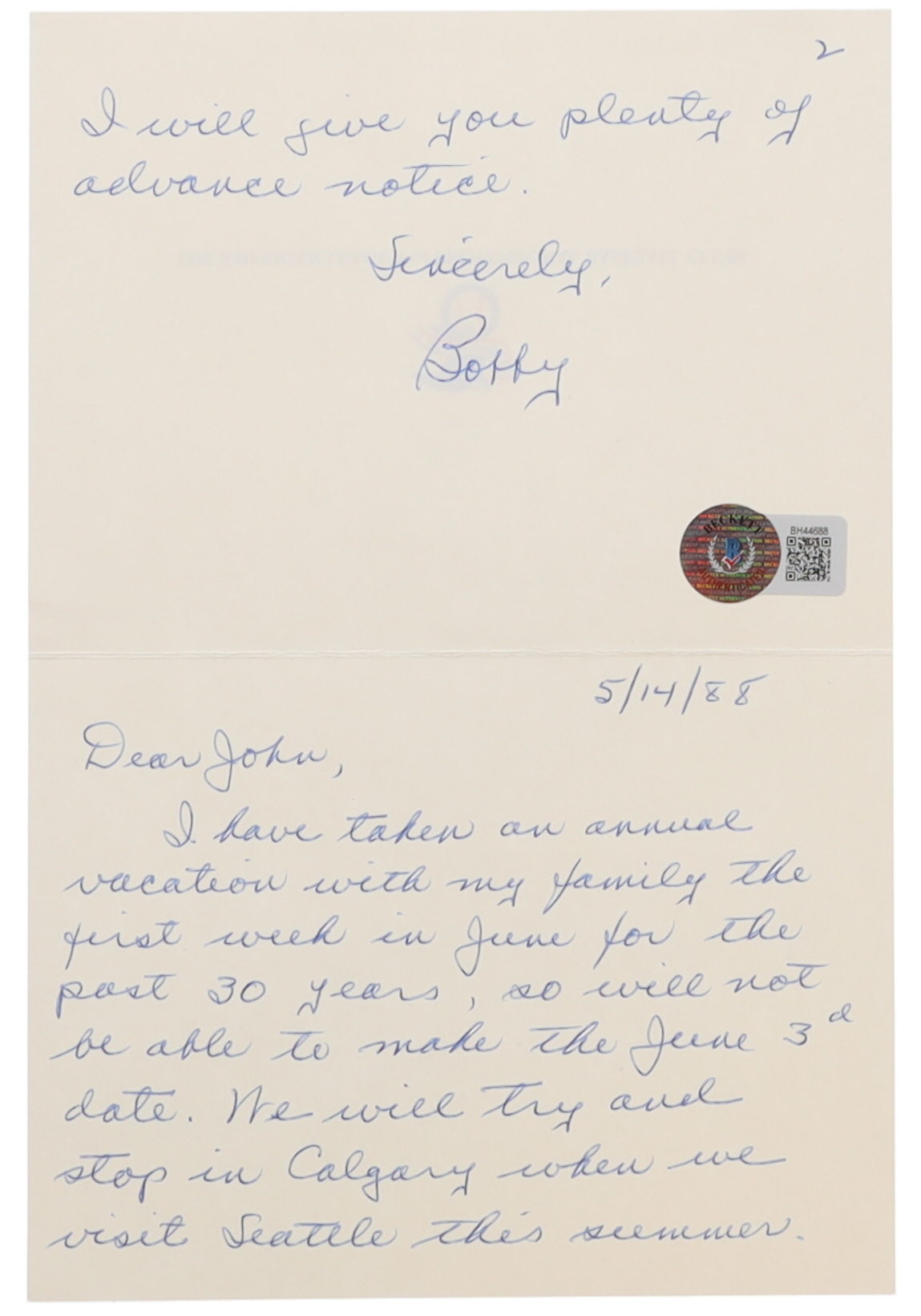 Bobby Brown Signed Hand-Written Letter with Original Envelope (Beckett) at PristineAuction.com Bobby Brown Signed Hand-Written Letter with Original Envelope (Beckett) at PristineAuction.com