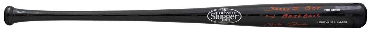 Pete Rose Signed Baseball Bat Inscribed "SORRY I BET ON BASEBALL" (JSA) at PristineAuction.com Pete Rose Signed Baseball Bat Inscribed "SORRY I BET ON BASEBALL" (JSA) at PristineAuction.com