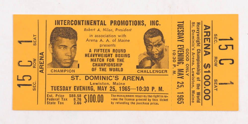 1965 Muhammad Ali vs Sonny Liston Ticket at PristineAuction.com 1965 Muhammad Ali vs Sonny Liston Ticket at PristineAuction.com