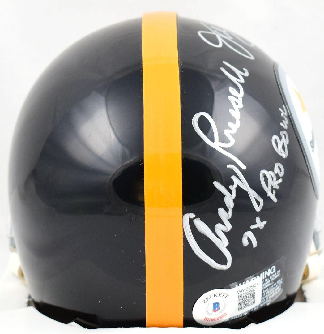 Jack Ham, Andy Russell & Jack Lambert Signed Steelers Speed Mini Helmet Inscribed "7x Pro Bowl," "8x Pro Bowl" & "HOF '90" (Beckett) at PristineAuction.com Jack Ham, Andy Russell & Jack Lambert Signed Steelers Speed Mini Helmet Inscribed "7x Pro Bowl," "8x Pro Bowl" & "HOF '90" (Beckett) at PristineAuction.com