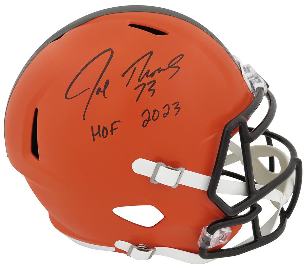 Joe Thomas Signed Browns Full-Size Speed Helmet Inscribed "HOF 2023" (Schwartz Sports) at PristineAuction.com Joe Thomas Signed Browns Full-Size Speed Helmet Inscribed "HOF 2023" (Schwartz Sports) at PristineAuction.com