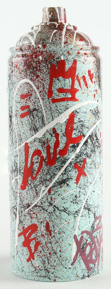 Tadas Zaicikas Signed "CAN_ LOVE Tower" Spray Paint Can (Zaicikas) at PristineAuction.com Tadas Zaicikas Signed "CAN_ LOVE Tower" Spray Paint Can (Zaicikas) at PristineAuction.com