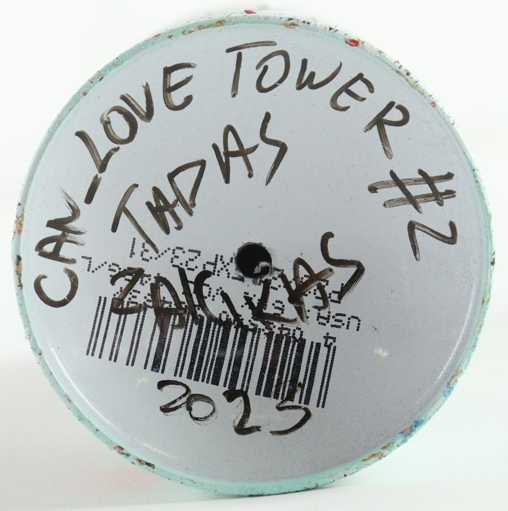 Tadas Zaicikas Signed "CAN_ LOVE Tower" Spray Paint Can (Zaicikas) at PristineAuction.com Tadas Zaicikas Signed "CAN_ LOVE Tower" Spray Paint Can (Zaicikas) at PristineAuction.com