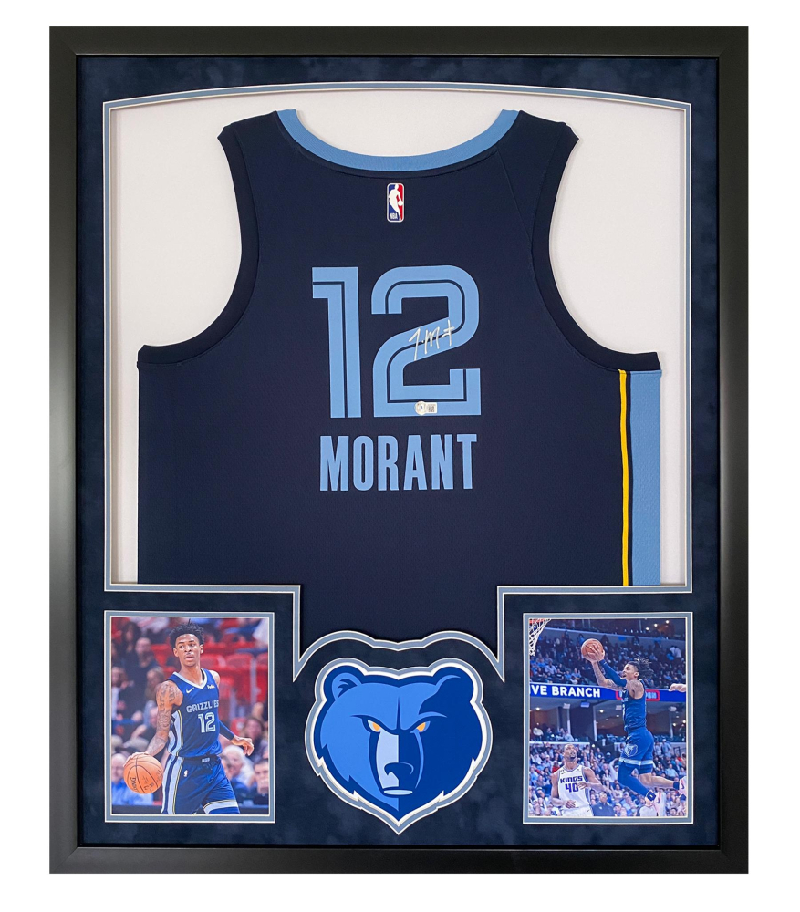Ja Morant Signed 32x40 Custom Framed Jersey Display (Beckett