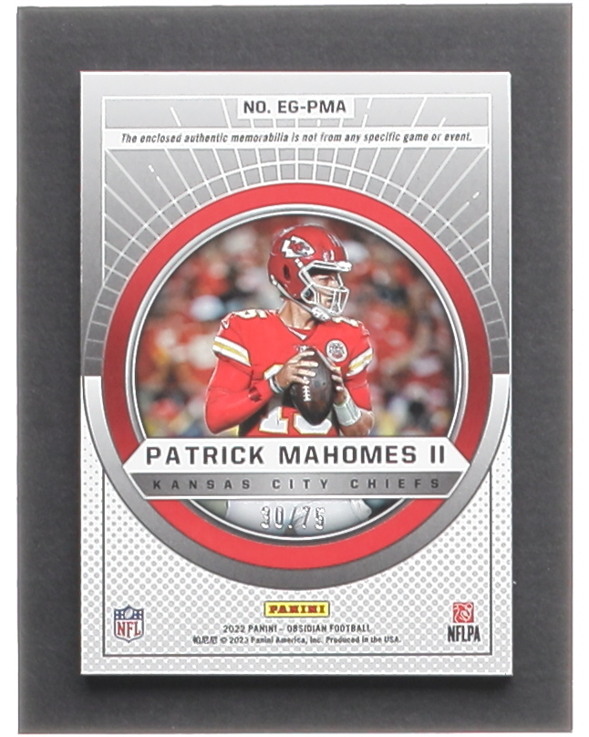 Patrick Mahomes II 2022 Panini Obsidian Equinox Gear Electric Etch Orange #10 #30/75 at PristineAuction.com Patrick Mahomes II 2022 Panini Obsidian Equinox Gear Electric Etch Orange #10 #30/75 at PristineAuction.com
