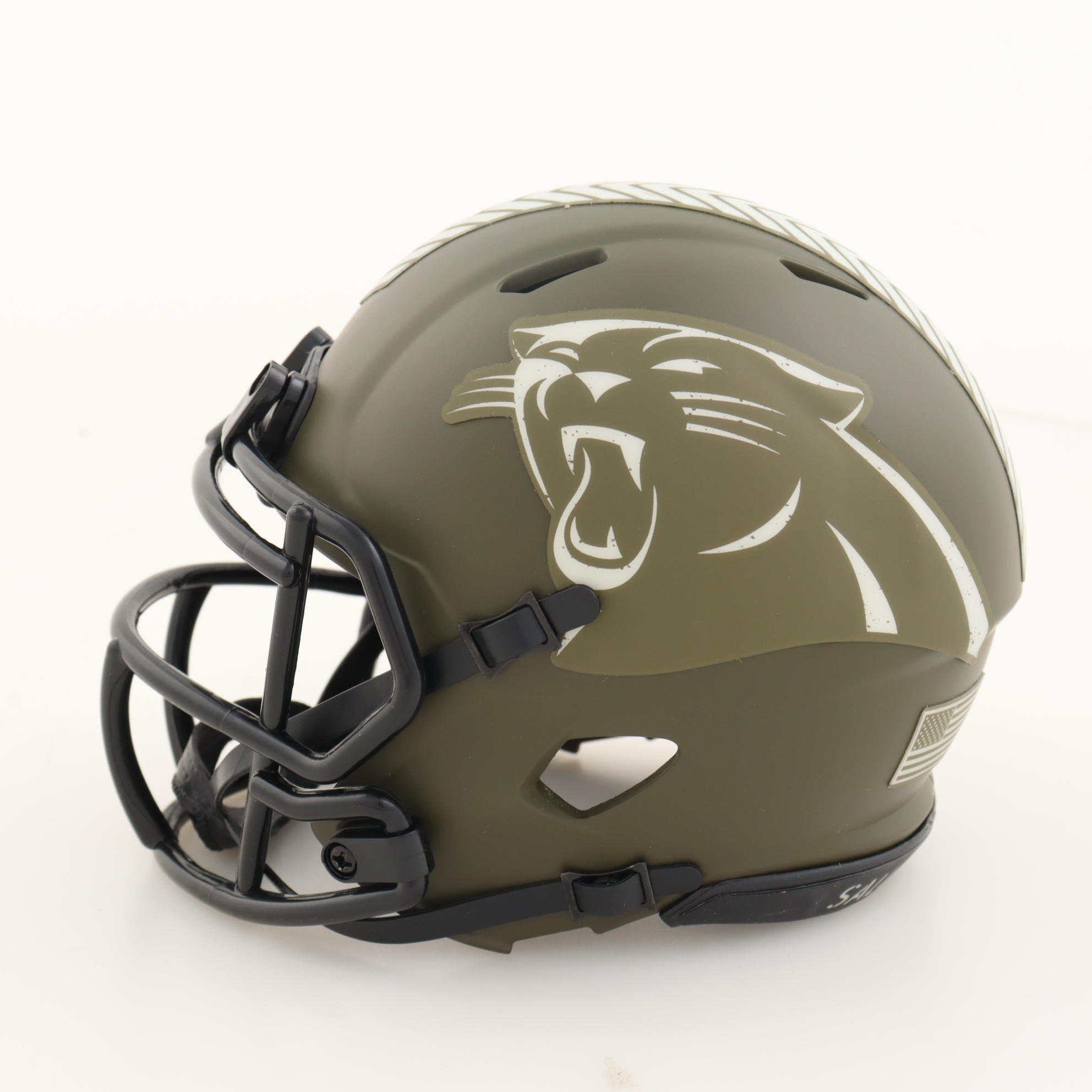 Luke Kuechly Signed Panthers Salute to Service Speed Mini Helmet (Beckett) at PristineAuction.com Luke Kuechly Signed Panthers Salute to Service Speed Mini Helmet (Beckett) at PristineAuction.com