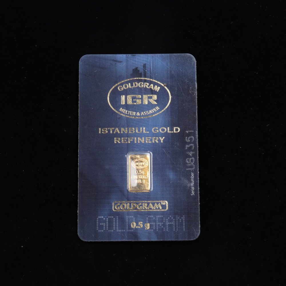 Goldgram IGR 0.5g 999.9 Gold Bar in Assay Card Pristine Auction