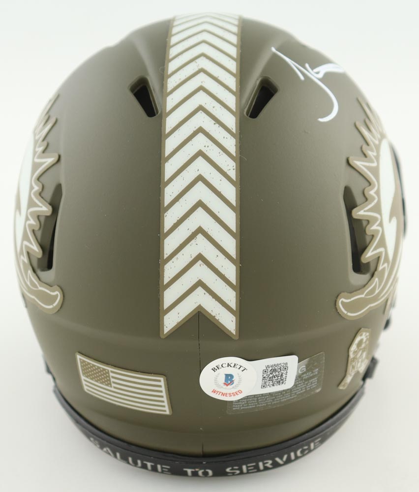 Tyreek Hill Signed Dolphins Salute to Service Alternate Speed Mini Helmet (Beckett) at PristineAuction.com Tyreek Hill Signed Dolphins Salute to Service Alternate Speed Mini Helmet (Beckett) at PristineAuction.com