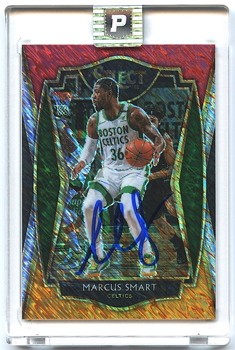 Marcus Smart Signed 2020-21 Select Prizms Red White Orange Shimmer #111 (PA Encapsulated) at PristineAuction.com Marcus Smart Signed 2020-21 Select Prizms Red White Orange Shimmer #111 (PA Encapsulated) at PristineAuction.com
