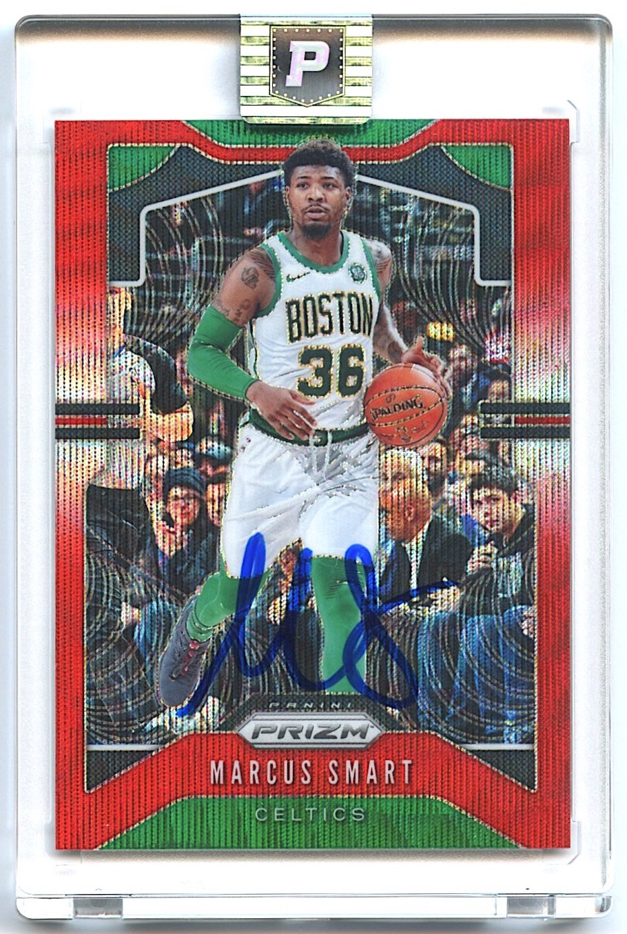 Marcus Smart Signed 2019-20 Panini Prizm Prizms Red Wave #41 (PA Encapsulated) at PristineAuction.com Marcus Smart Signed 2019-20 Panini Prizm Prizms Red Wave #41 (PA Encapsulated) at PristineAuction.com