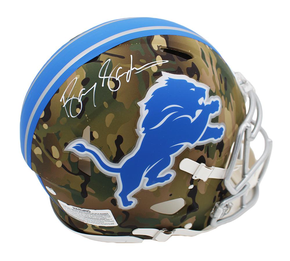 Barry Sanders Signed Lions Full-Size Authentic On-Field Camo Alternate Speed Helmet (Schwartz) at PristineAuction.com Barry Sanders Signed Lions Full-Size Authentic On-Field Camo Alternate Speed Helmet (Schwartz) at PristineAuction.com