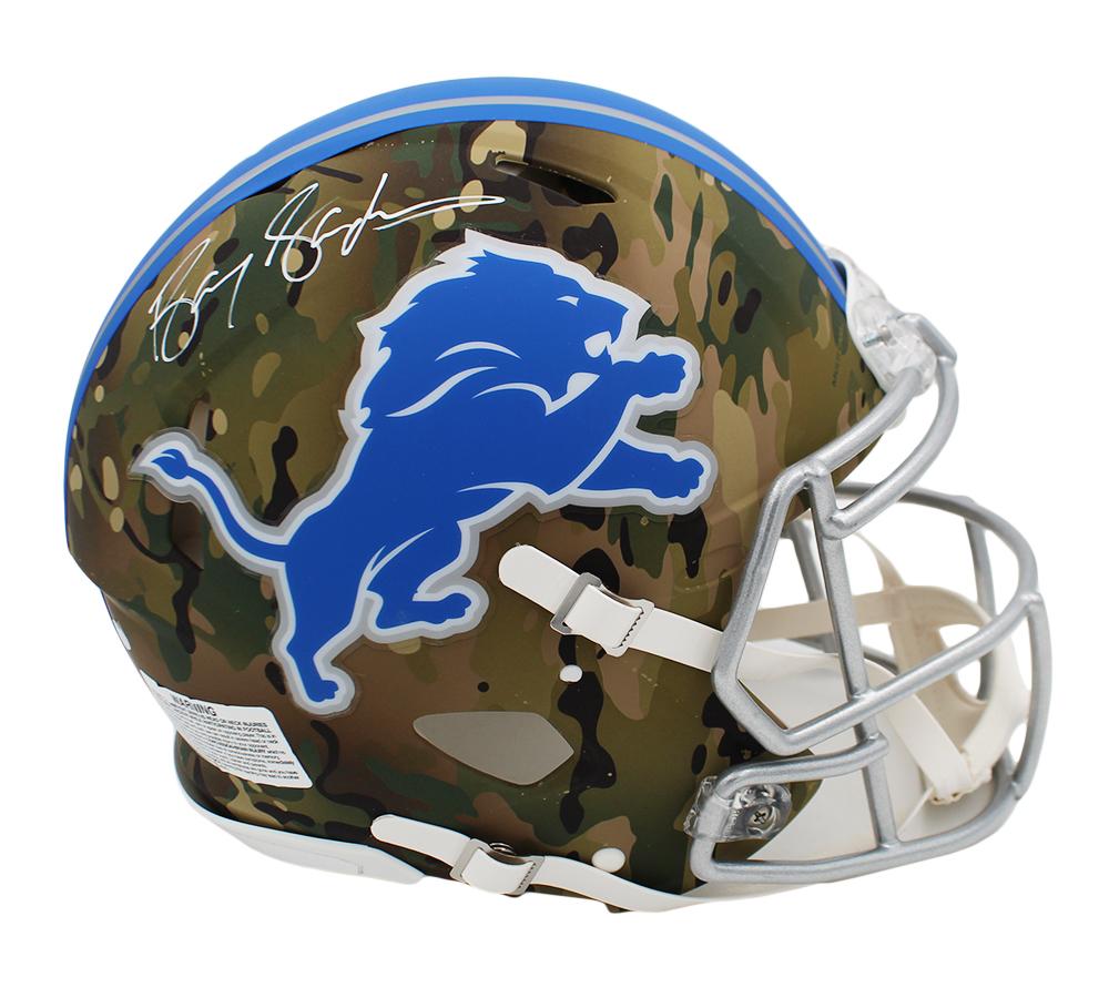 Barry Sanders Signed Lions Full-Size Authentic On-Field Camo Alternate Speed Helmet (Schwartz) at PristineAuction.com Barry Sanders Signed Lions Full-Size Authentic On-Field Camo Alternate Speed Helmet (Schwartz) at PristineAuction.com