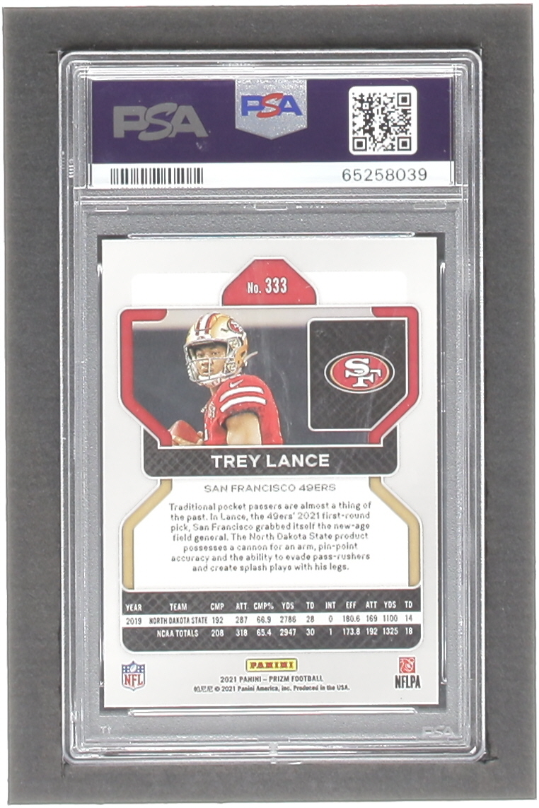 Trey Lance 2021 Panini Prizm #333 RC (PSA 9) at PristineAuction.com Trey Lance 2021 Panini Prizm #333 RC (PSA 9) at PristineAuction.com