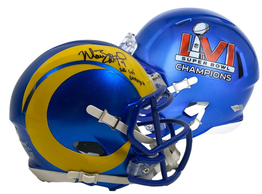 Matthew Stafford Signed Rams Super Bowl LVI Logo Speed Mini Helmet (Fanatics) Pristine Auction