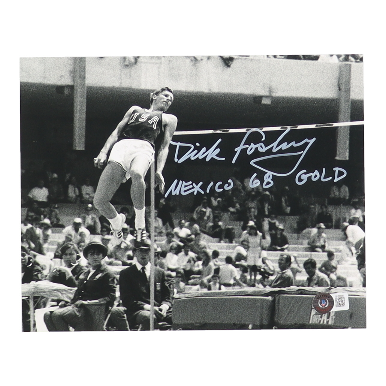 Dick Fosbury Signed Team USA 8x10 Photo Inscribed "Mexico 68 Gold" (Beckett) at PristineAuction.com Dick Fosbury Signed Team USA 8x10 Photo Inscribed "Mexico 68 Gold" (Beckett) at PristineAuction.com