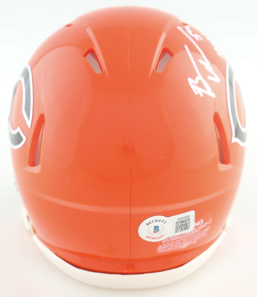 Brian Urlacher Signed Bears Speed Mini Helmet Inscribed "HOF 18" (Beckett) at PristineAuction.com Brian Urlacher Signed Bears Speed Mini Helmet Inscribed "HOF 18" (Beckett) at PristineAuction.com