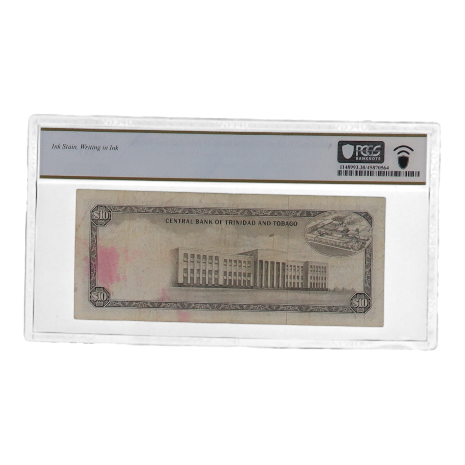 1964 (1977) Trinidad and Tobago 10 Dollars Central Banknote (PCGS VF 30) at PristineAuction.com 1964 (1977) Trinidad and Tobago 10 Dollars Central Banknote (PCGS VF 30) at PristineAuction.com