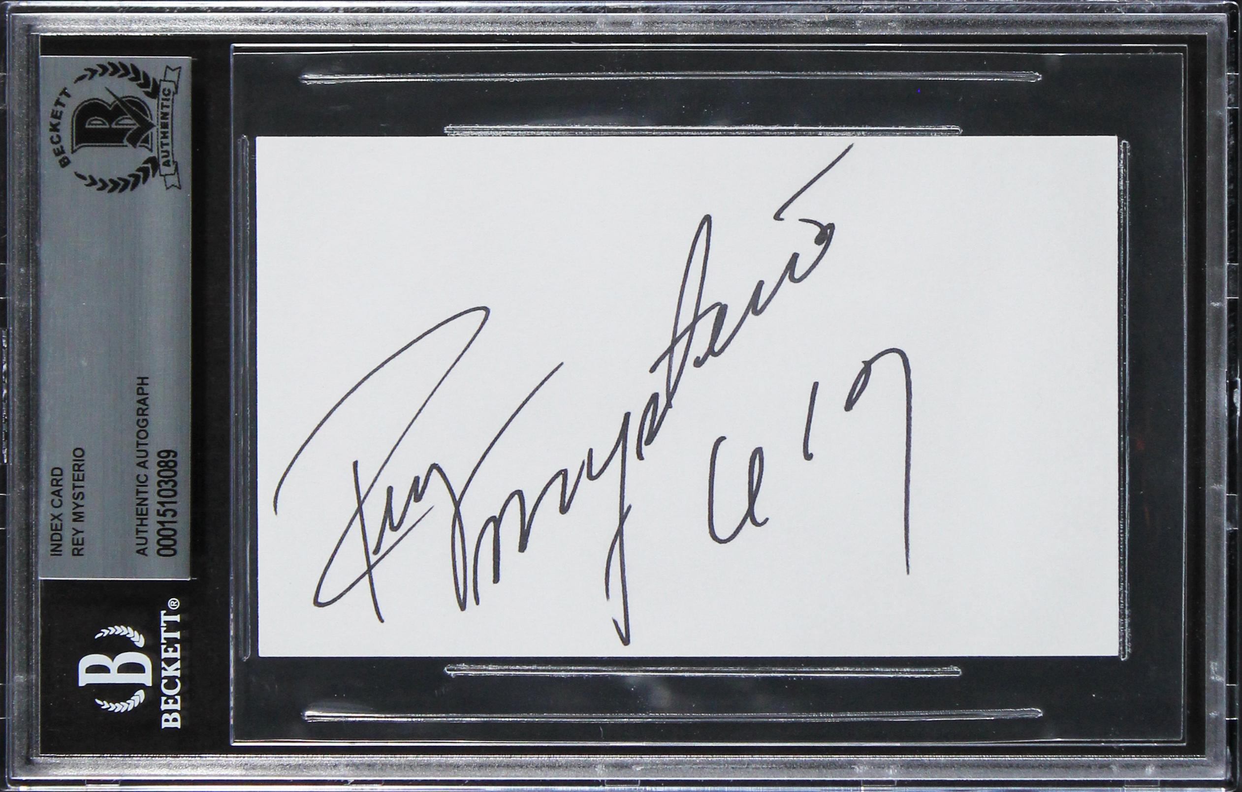 Rey Mysterio Signed 3x5 Index Card Inscribed "619" (BGS) at PristineAuction.com Rey Mysterio Signed 3x5 Index Card Inscribed "619" (BGS) at PristineAuction.com