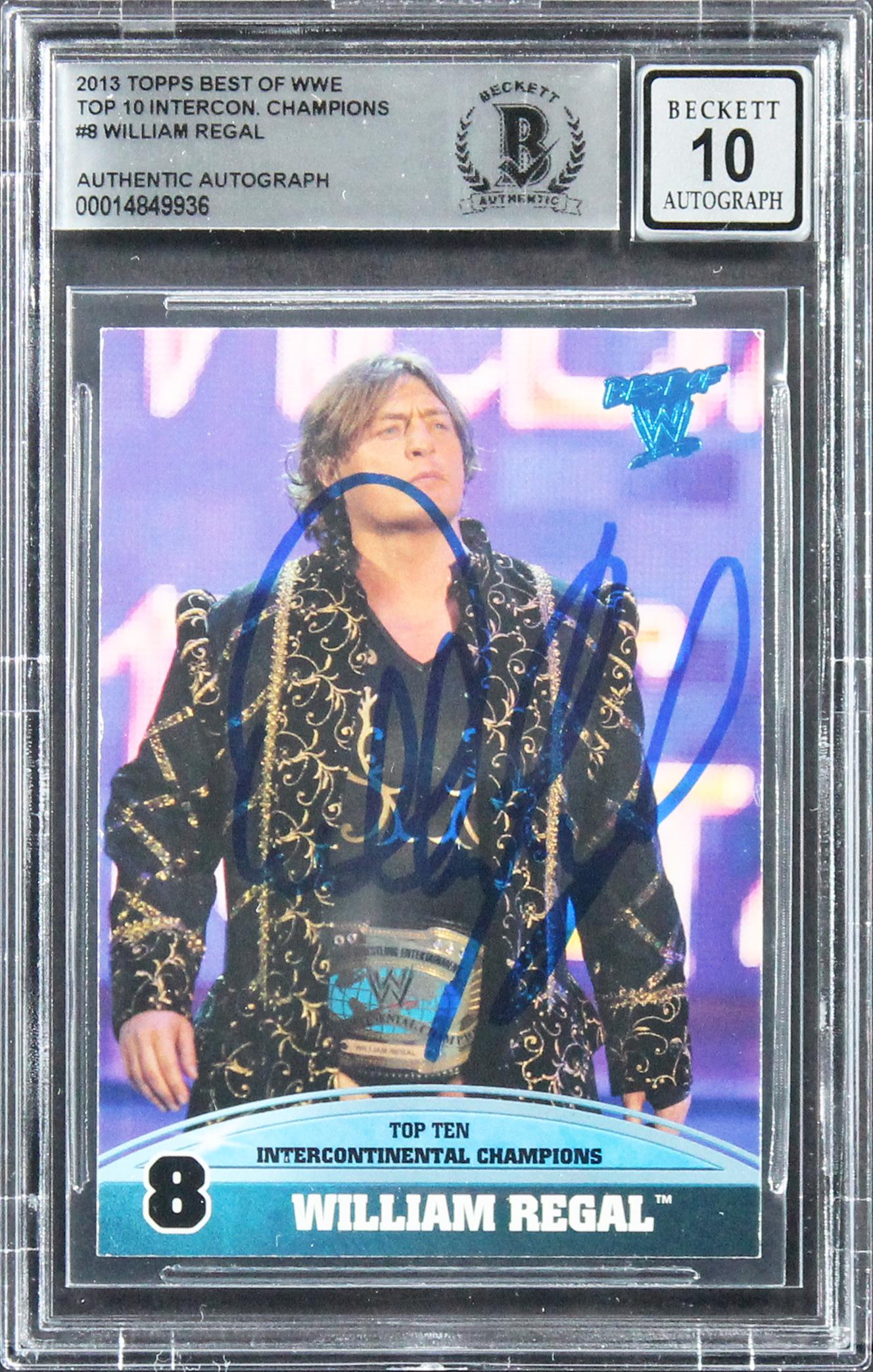 William Regal Signed 2013 Topps Best Of WWE Top 10 Intercontinental Champions #8 (BGS) at PristineAuction.com William Regal Signed 2013 Topps Best Of WWE Top 10 Intercontinental Champions #8 (BGS) at PristineAuction.com