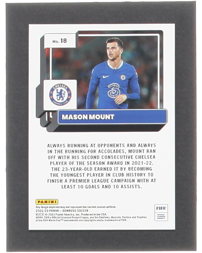 Mason Mount 2022-23 Donruss Teal #18 #196/199 at PristineAuction.com Mason Mount 2022-23 Donruss Teal #18 #196/199 at PristineAuction.com