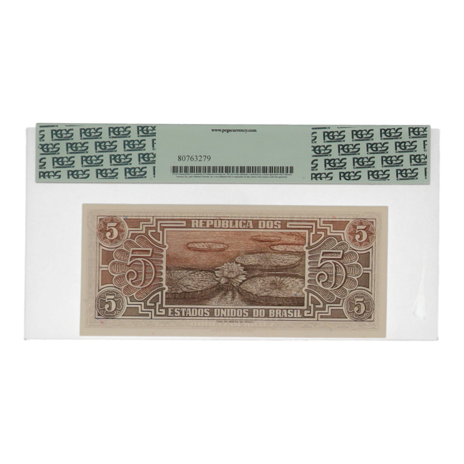 1961-62 Brazil 5 Cruzeiros Tesouri Nacional Banknote (PCGS Gem New 66PPQ) at PristineAuction.com 1961-62 Brazil 5 Cruzeiros Tesouri Nacional Banknote (PCGS Gem New 66PPQ) at PristineAuction.com