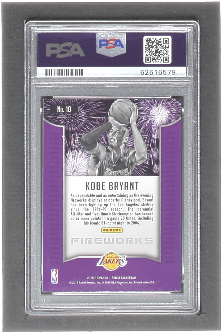 Kobe Bryant 2015-16 Panini Prizm Fireworks #10 (PSA 10) at PristineAuction.com Kobe Bryant 2015-16 Panini Prizm Fireworks #10 (PSA 10) at PristineAuction.com