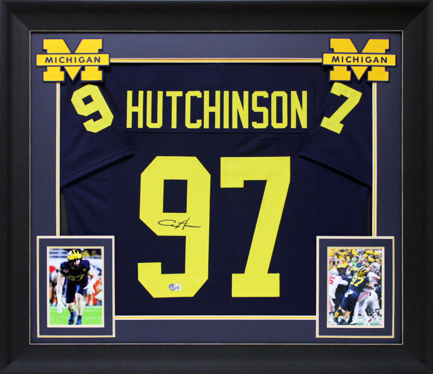 Aidan Hutchinson Signed Custom Framed Jersey Display (Beckett) at PristineAuction.com Aidan Hutchinson Signed Custom Framed Jersey Display (Beckett) at PristineAuction.com