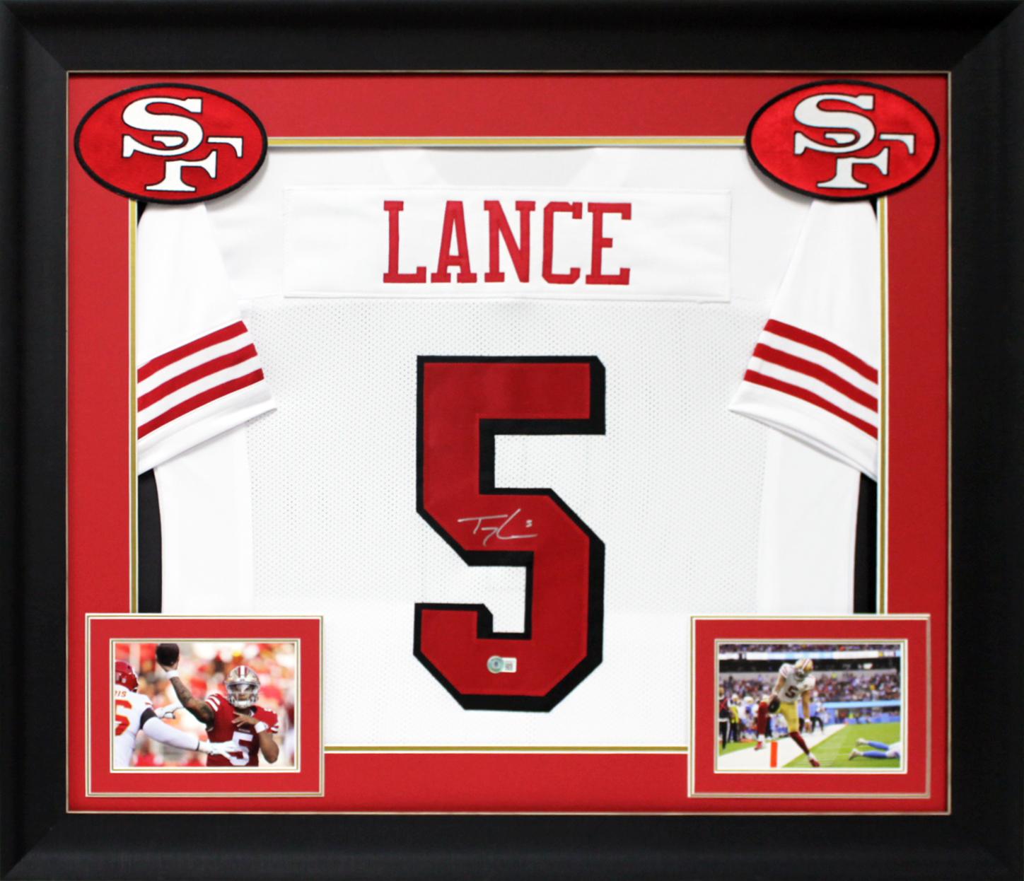 Trey Lance Signed Custom Framed Jersey Display (Beckett) at PristineAuction.com Trey Lance Signed Custom Framed Jersey Display (Beckett) at PristineAuction.com