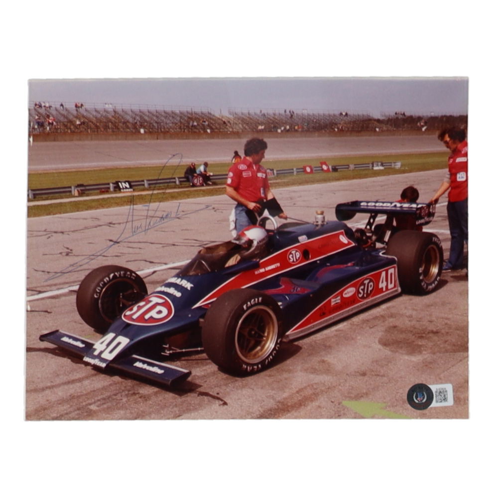 Photo Réimpression Signée - Bobby Unser, Mario Andretti, Johnny Rutherford - Indy 500 - Format 8x10